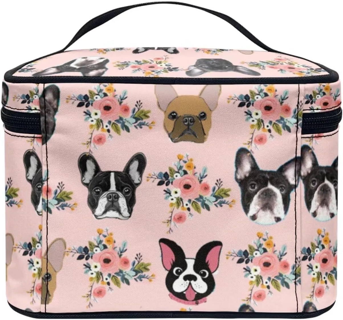 JoyLamoria Boston Bulldog Makeup Case Portable Cosmetic Bag Toiletry Containers for Women