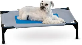 K&H Pet Products Coolin' Pet Cot Elevated Pet Bed Gray/Blue Medium 32 X 25 X 7 Inches