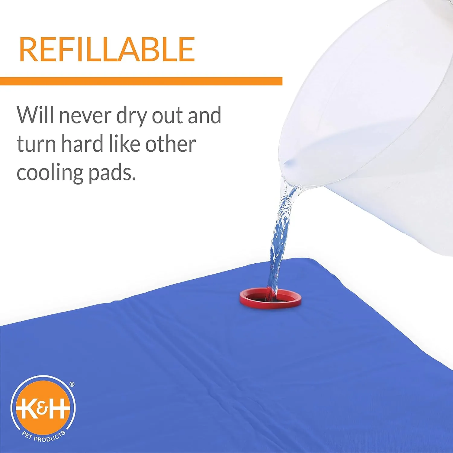 K&H Pet Products Coolin' Pet Pad Dog Mat, Portable Dog Cooling Mat for Travel or in Home, Perfect for Carriers, Crates, Outdoor Houses, Yards, Porches, Pet Beds & More - E-Large 38 X 27in Chill Blue