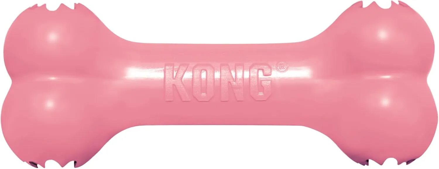 KONG Puppy Goodie Bone - Stuffable Natural Rubber Chew Toy for Small Dogs & Teething Puppies - Pink