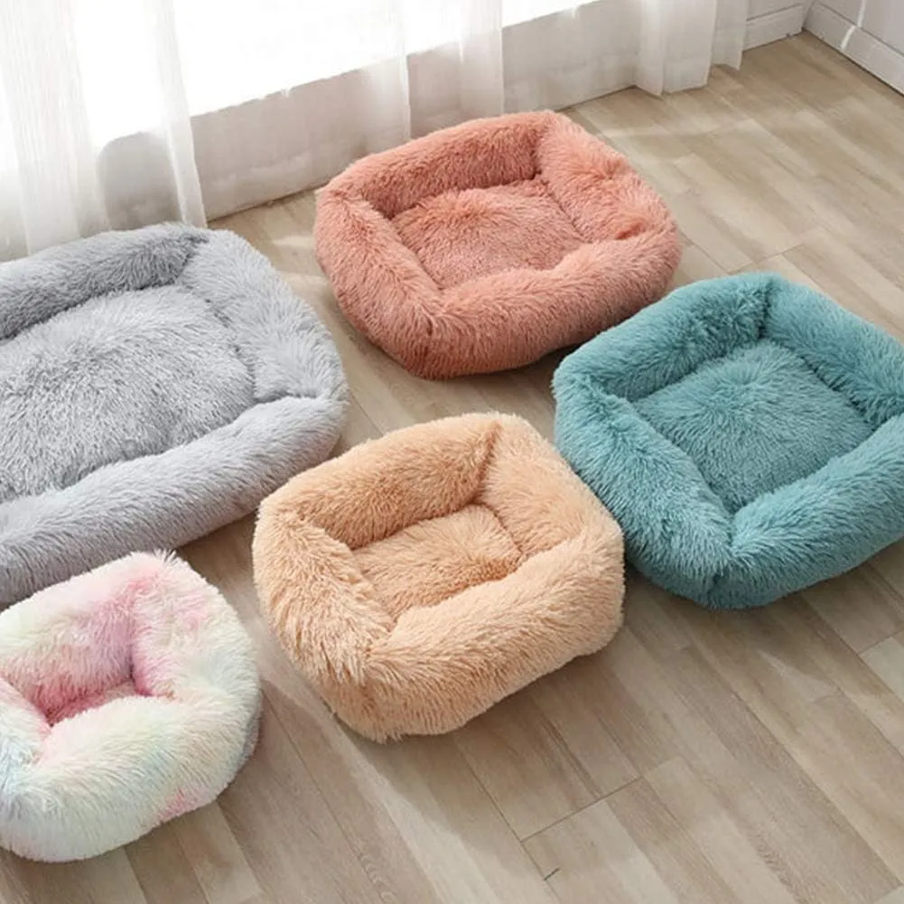 La La Pet Donut Dog Cat Bed Cozy Cave Pet Bed Burrow Dog Bed Calming Cuddler Self-Warming Pet Bed Soft Plush Pet Cushion Improved Sleep for Cats Small Medium Dogs Rainbow XS