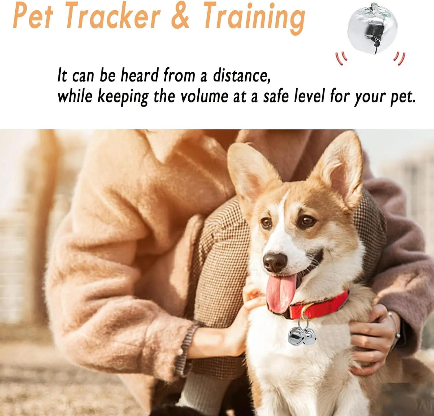 Large Dog Bells, Collar Loud Bells, Pet Tracker & Training, Handmade Metal(Silver)