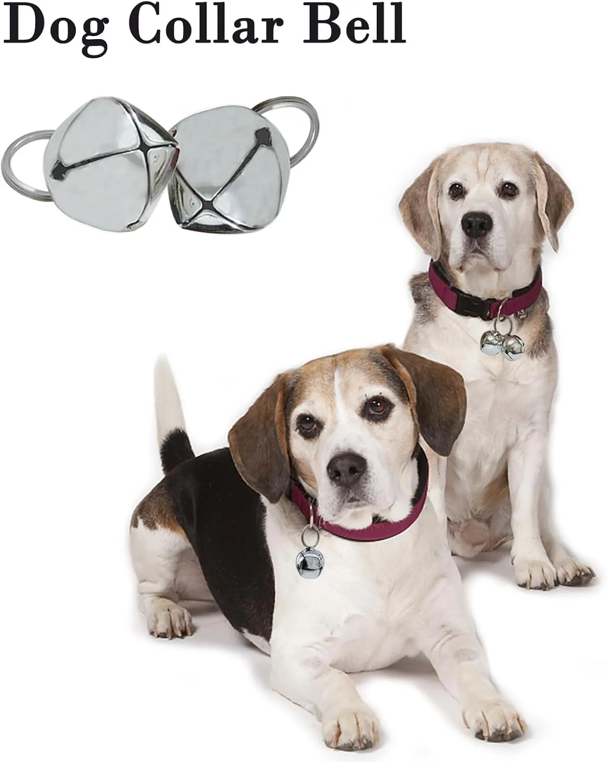 Large Dog Bells, Collar Loud Bells, Pet Tracker & Training, Handmade Metal(Silver)