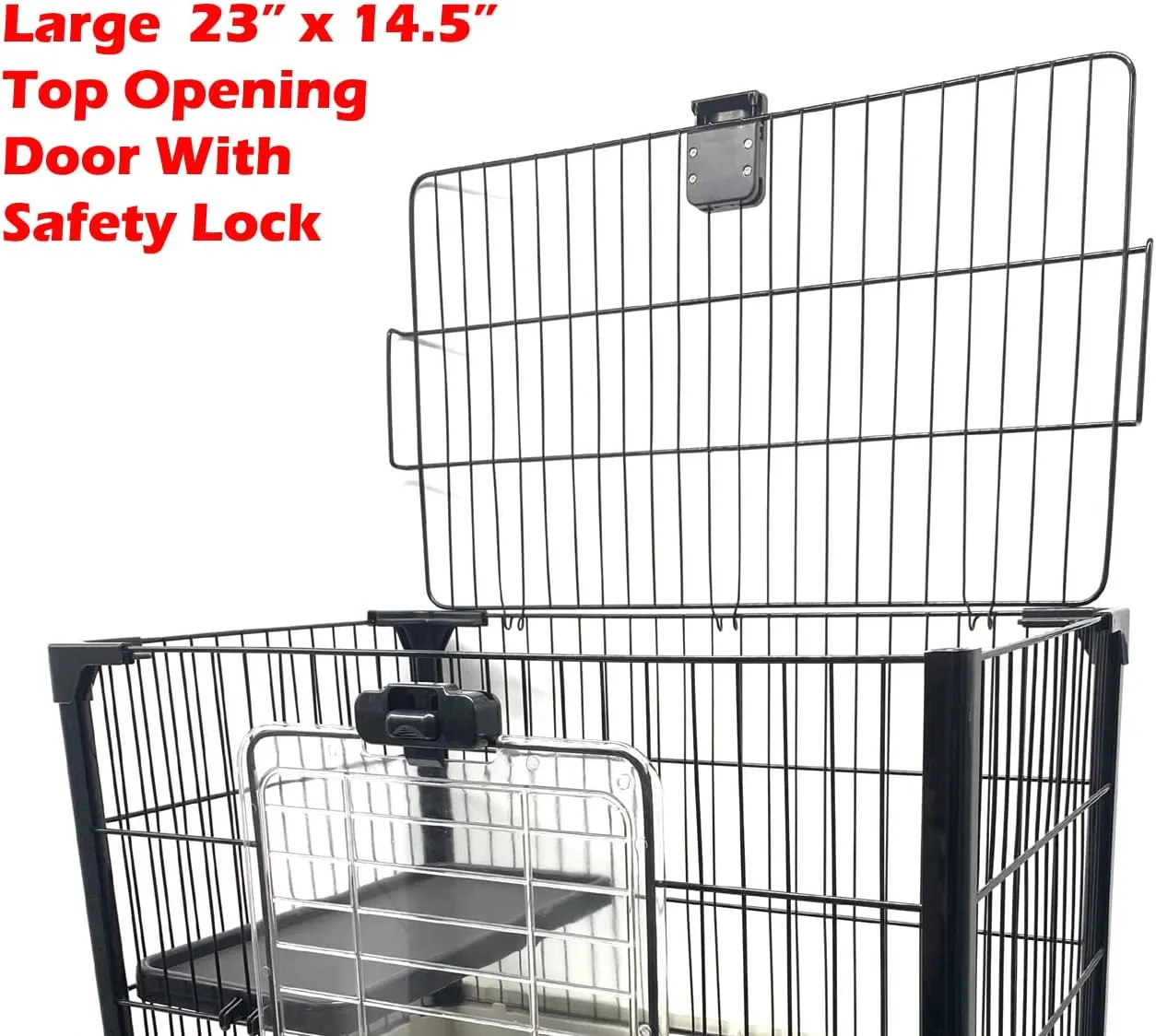Large Multi-Level in/Outdoor Small Animal Cage for Guinea Pig Ferret Squirrel Chinchilla Cat Playpen Rabbit Hutch with Solid Platform & Ramp Leakproof Litter Removable Easy Clean Tray On Wheels