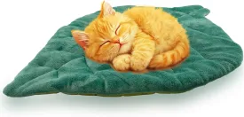 Leaf Shaped Self-Warming Cat Bed Mat  26"x20" Flannel & Cotton Pet Pad, Warm Pet Cat Mat for Indoor, Soft Kitten Cushion & Puppy Mattress (Green)