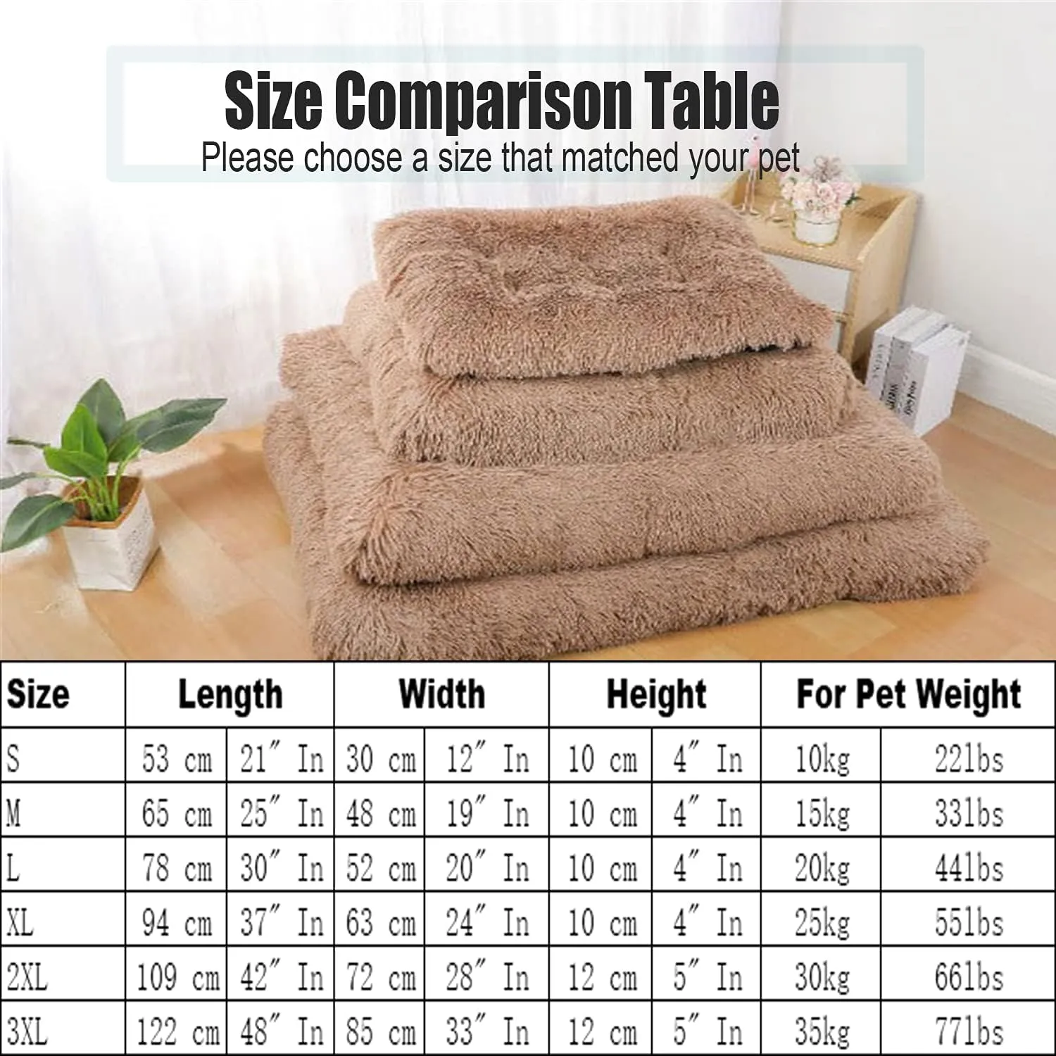 Liveinu Long Plush Calming Pet Bed Cuddler Pet Bed for Dogs and Cats Fluffy Faux Fur Dog Bed with Anti Slip Bottom Machine Washable Pet Sleep Bed Crate Mat Hot Pink M