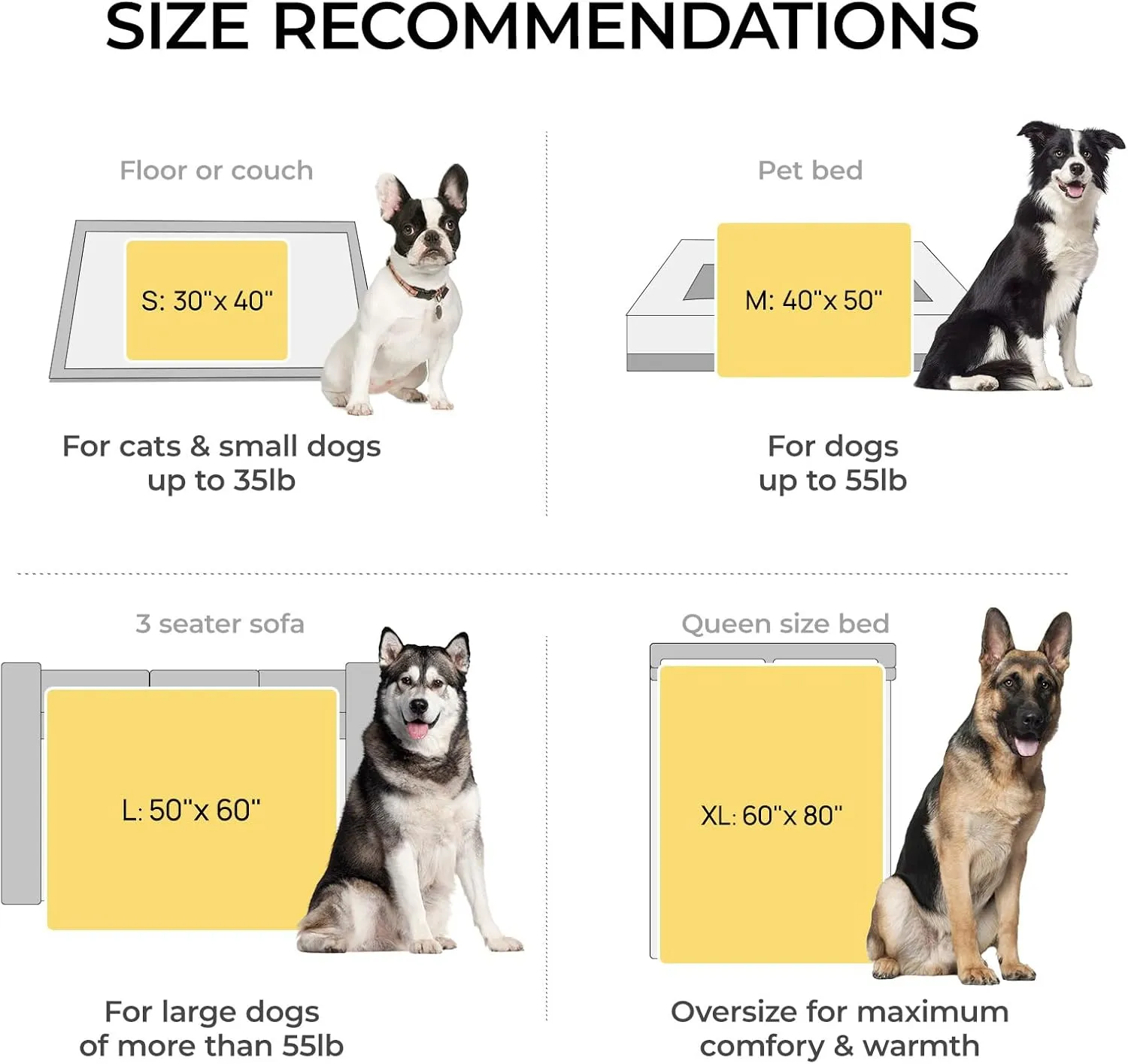 Luciphia Large Waterproof Dog Blanket for Pet Washable Liquid Proof Furniture Protector Shaggy Plush Calming Long Faux Fur Bed Cover for Couch Calming Cat Blankets for Medium, Mist Grey, 50" x 60"