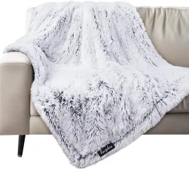 Luciphia Large Waterproof Dog Blanket for Pet Washable Liquid Proof Furniture Protector Shaggy Plush Calming Long Faux Fur Bed Cover for Couch Calming Cat Blankets for Medium, Mist Grey, 50" x 60"