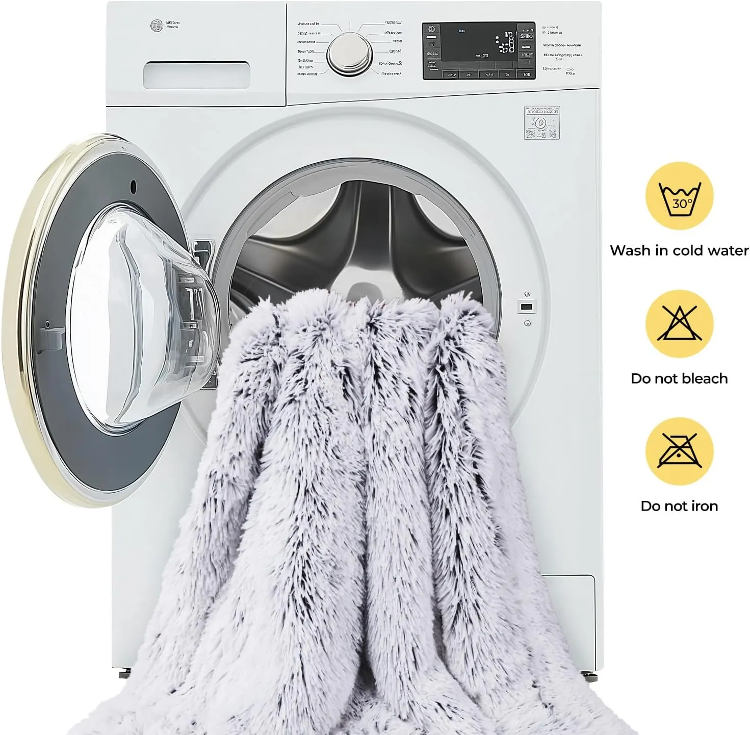 Luciphia Large Waterproof Dog Blanket for Pet Washable Liquid Proof Furniture Protector Shaggy Plush Calming Long Faux Fur Bed Cover for Couch Calming Cat Blankets for Medium, Mist Grey, 50" x 60"