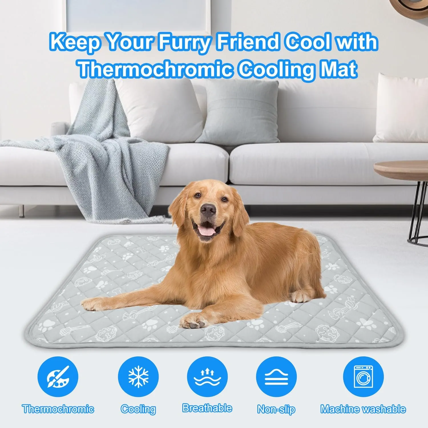 MH MYLUNE HOME Self Cooling Mat for Large Dog, 39x59 Arc-Chill Cooling Fiber & Endothermic Color Changing Pet Cooling Pad, Foldable & Washable Non-Toxic Summer Pet Blanket