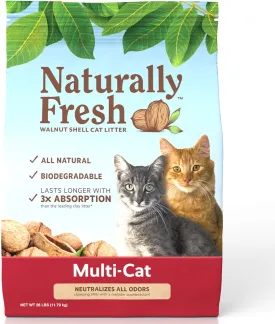 Naturally Fresh Cat Litter Made From Walnut Shells, Unscented, Multi-Cat, Upcycled, Low Dust, Sustainable, 26 Lbs