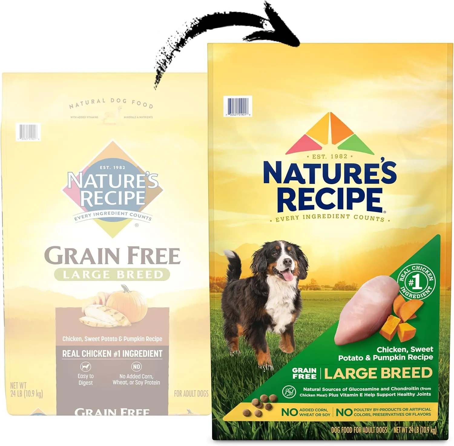 Natures Recipe Grain Free Large Breed Chicken, Sweet Potato & Pumpkin Recipe Dry Dog Food, 24 lb. Bag