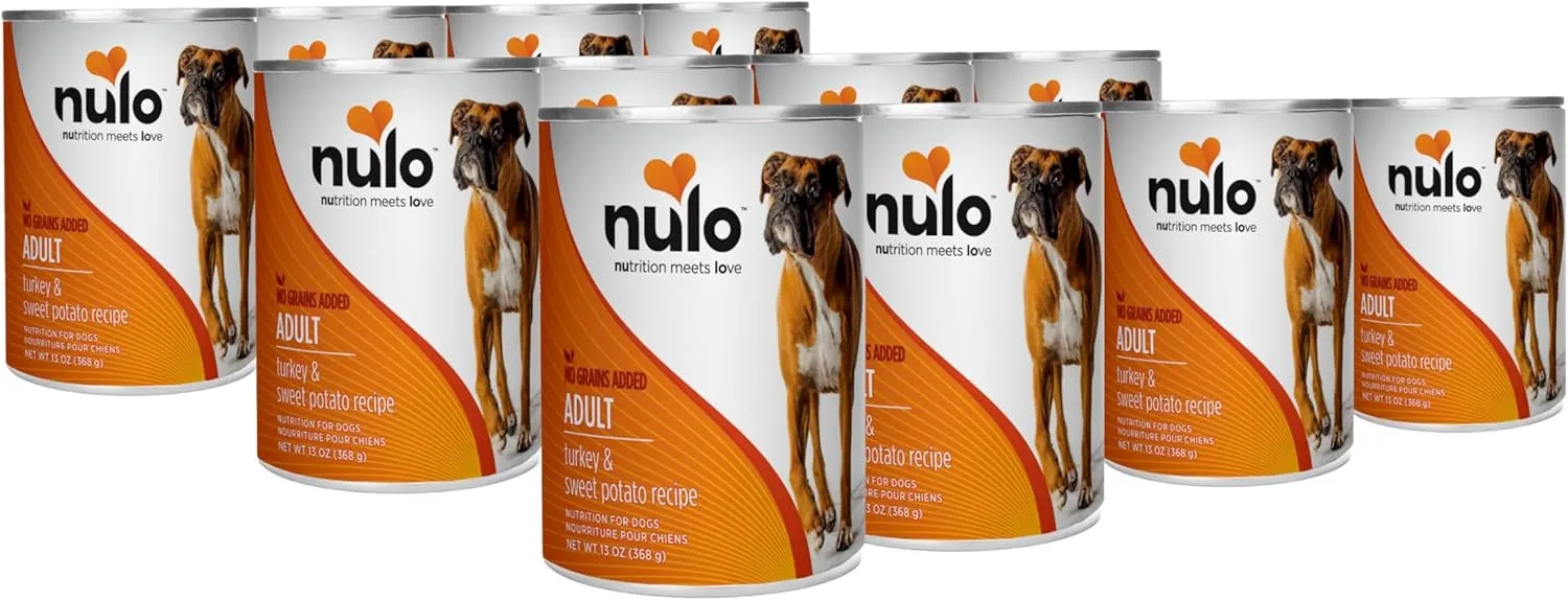 Nulo Freestyle All Breed Adult Wet Canned Dog Food, Premium All Natural Grain-Free, High Animal-Based Protein, Turkey & Sweet Potato, 13 Ounce, 12 Cans