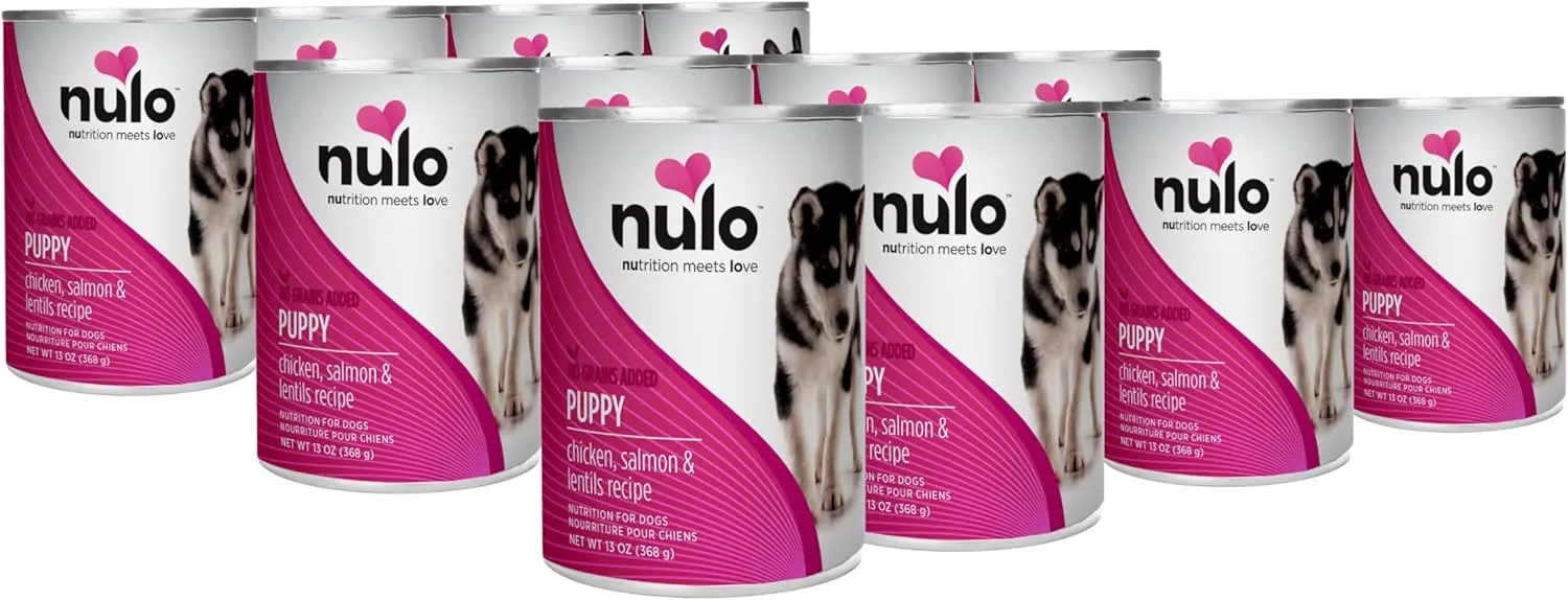 Nulo Freestyle All Breed Wet Canned Dog Food for Puppies, Premium All Natural Grain-Free, High Animal-Based Protein, Chicken, Salmon, & Lentils, 13 Ounce, 12 Cans