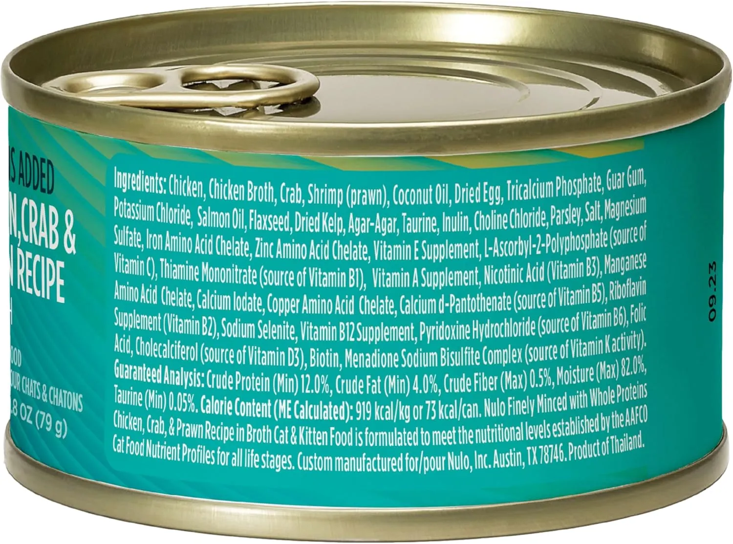 Nulo Grain-Free Minced with Whole Proteins Wet Canned Cat and Kitten Food, Chicken, Crab, and Prawn in Broth, 2.8 Ounce, 12 Cans
