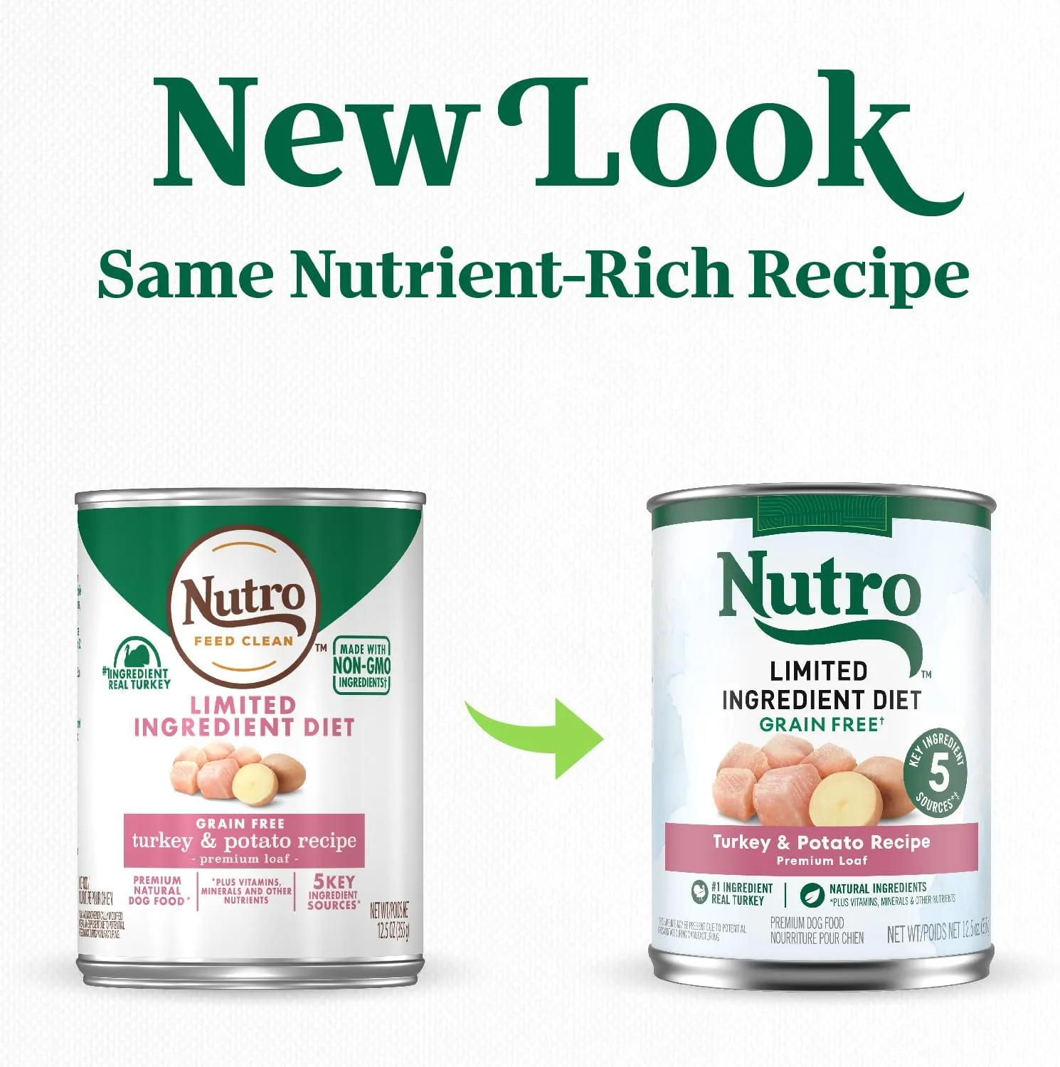 NUTRO Limited Ingredient Diet Adult Canned Soft Wet Dog Food Premium Loaf Turkey & Potato Recipe, 12.5 oz cans (12 Count, Pack of 1)