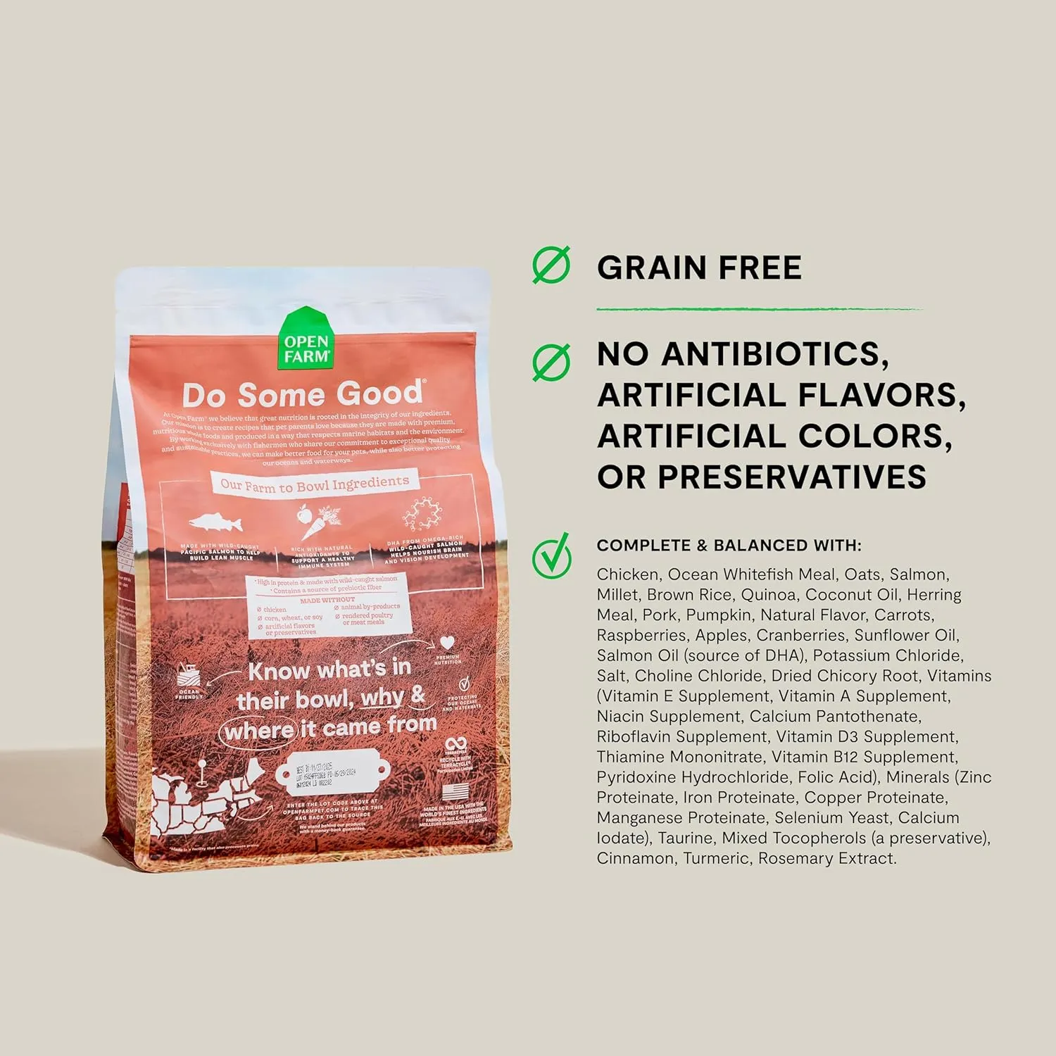 Open Farm, Grain-Free Dry Dog Food for Puppies, Protein-Packed Kibble, Sustainably & Ethically Sourced Ingredients, Non-GMO Veggies & Superfoods, Salmon & Sweet Potato Puppy Recipe, 22lb Bag
