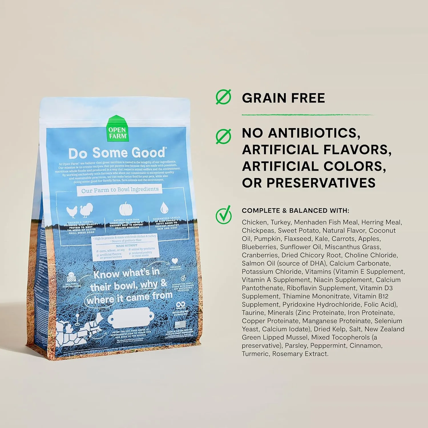 Open Farm, Grain-Free Dry Dog Food for Small Breeds, High-Protein Kibble, Sustainably & Ethically Sourced Ingredients, Non-GMO Veggies & Superfoods, Chicken & Turkey Recipe for Small Dogs, 11lb Bag