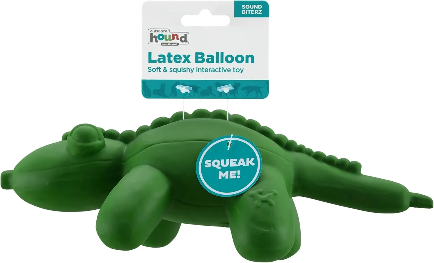 Outward Hound Latex Rubber Balloon Gator Squeaky Dog Toy, Large
