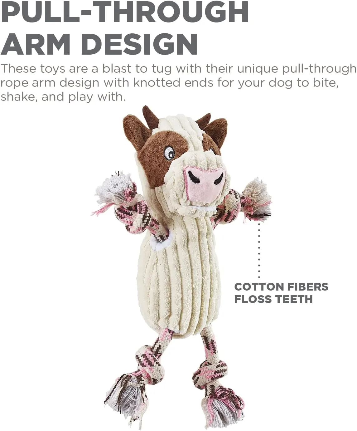 Outward Hound Ranch Roperz Cow Plush Squeaky Dog Toy