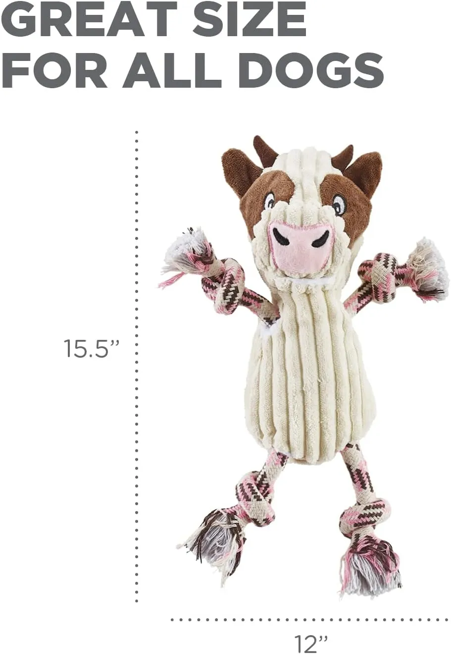 Outward Hound Ranch Roperz Cow Plush Squeaky Dog Toy