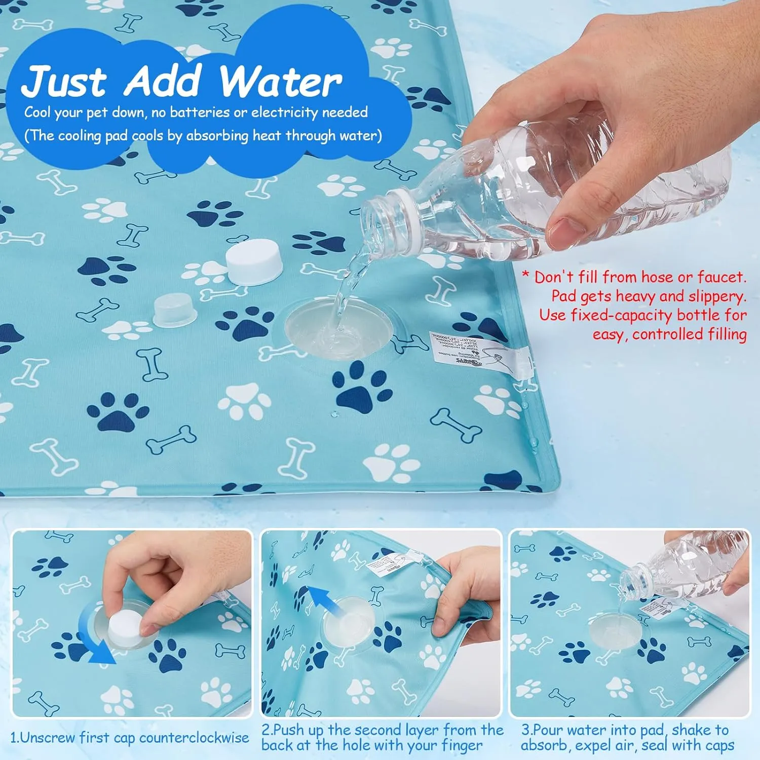 Ownpets Dog Cooling Mat, 43" x 27" Thicken Waterproof Cooling Mat for Large Dogs, Water Injection Cool Pad for Kennel Sofa Floor Car Seats