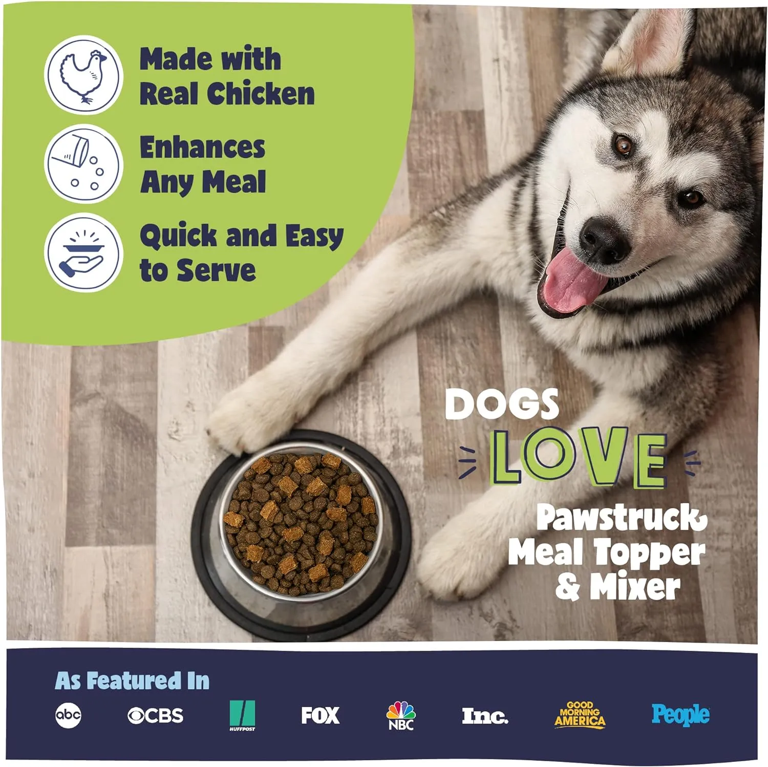 Pawstruck Vet Recommended Air Dried Dog Food Toppers for Picky Eaters, Made in USA with Real Chicken, Premium Meal Mix-in Kibble Enhancer, 8 oz, Packaging May Vary