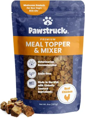 Pawstruck Vet Recommended Air Dried Dog Food Toppers for Picky Eaters, Made in USA with Real Chicken, Premium Meal Mix-in Kibble Enhancer, 8 oz, Packaging May Vary