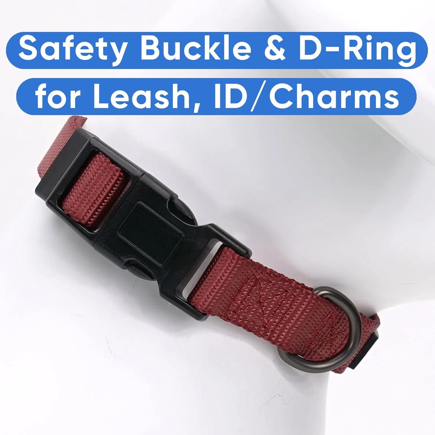 Pawtitas Adjustable Dog Collar - Heavy Duty, Waterproof, Quick-Release Buckle - Marsala for Medium Breeds