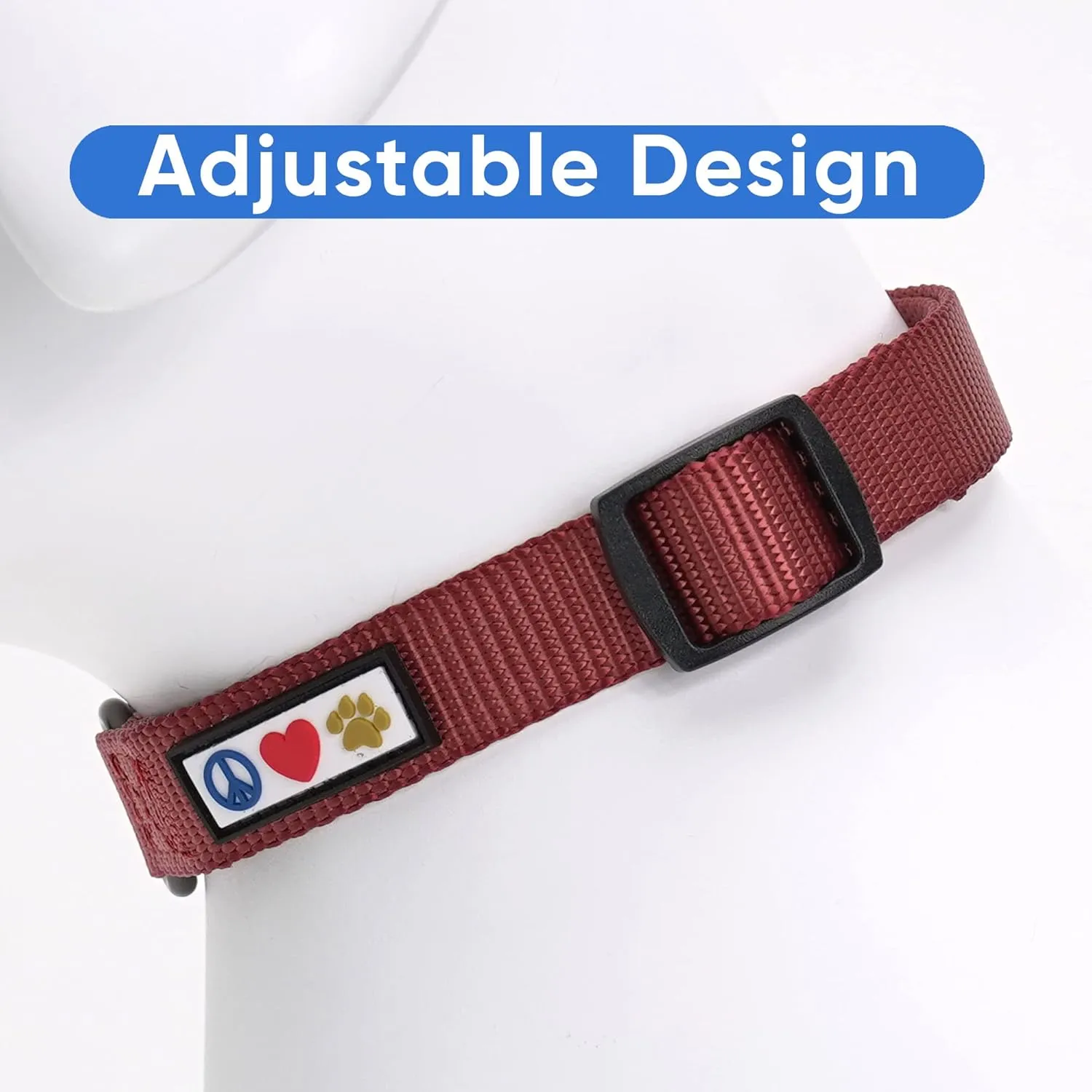 Pawtitas Adjustable Dog Collar - Heavy Duty, Waterproof, Quick-Release Buckle - Marsala for Medium Breeds