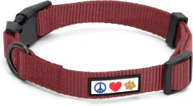 Pawtitas Adjustable Dog Collar - Heavy Duty, Waterproof, Quick-Release Buckle - Marsala for Medium Breeds