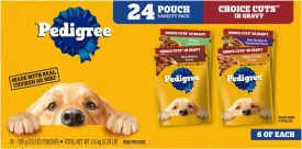 Pedigree Choice Cuts In Gravy Adult Soft Wet Dog Food 24-Count Variety Pack, 3.5 oz. Pouches