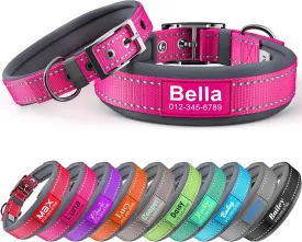 Personalized Dog Collar with Name & Phone Number | Reflective Ultra Wide Soft Neoprene Padded | Durable Metal Buckle for Large, Medium, and Small Dogs in Pink, Purple, Blue & Other Stylish Colors