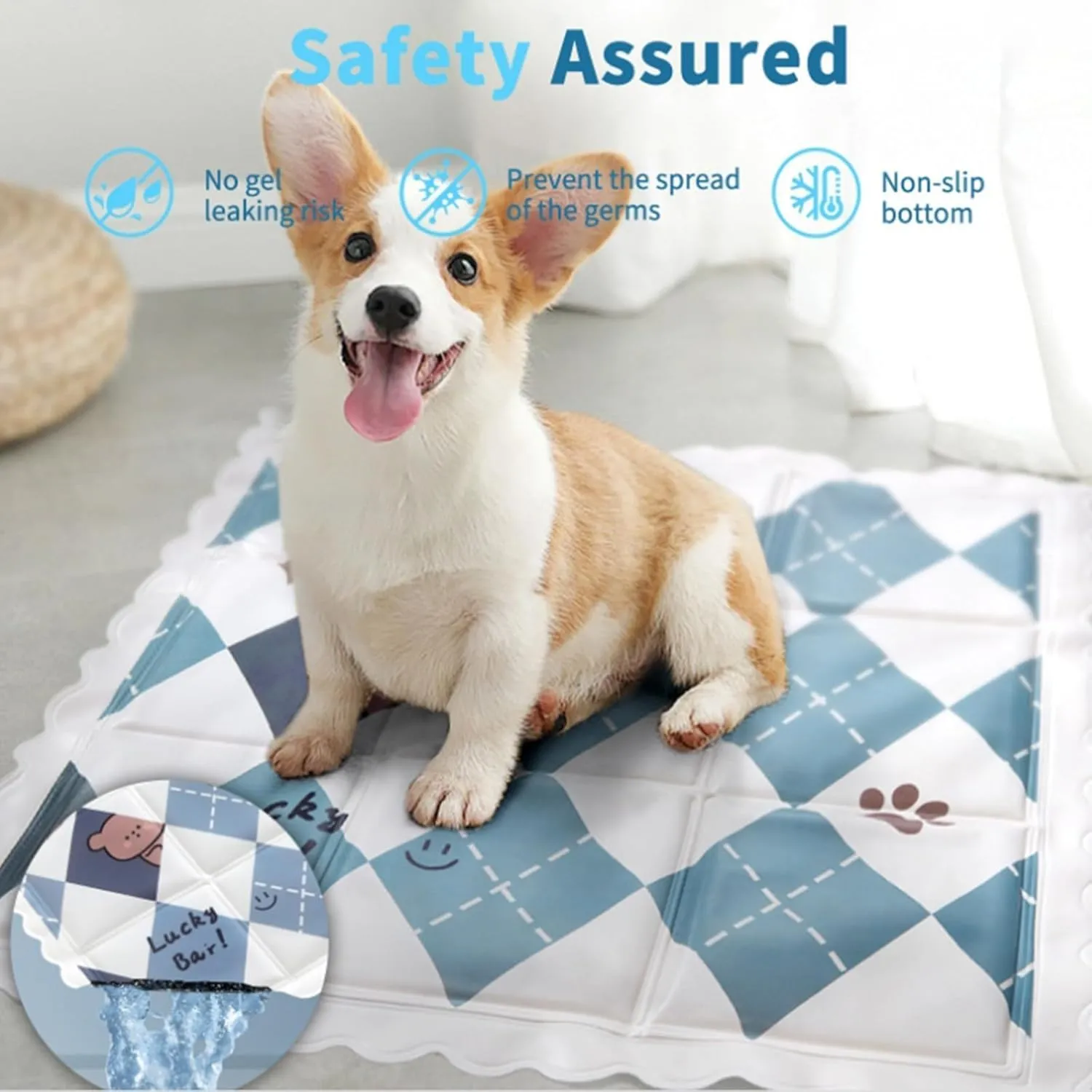 Pet Cooling Pad Summer Dog House Cat Sleeping Pad Dog and Cat Cooling Gel Pad Dirty and Cool Resistant Sleeping Pad (Blue)