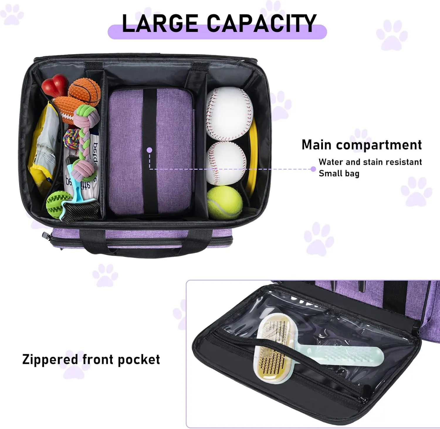 Pet Grooming Bag, GMAK Pet Grooming Tote Bags Supplies Organizer Case Dogs Cats Tool Organizer Tote for Pets Grooming Tools Kit, Clippers, Brush, Scissors or Other Pets Care Supplies, Purple(Bag Only)