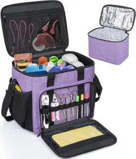 Pet Grooming Bag, GMAK Pet Grooming Tote Bags Supplies Organizer Case Dogs Cats Tool Organizer Tote for Pets Grooming Tools Kit, Clippers, Brush, Scissors or Other Pets Care Supplies, Purple(Bag Only)