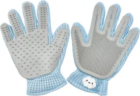 Pet Grooming Glove Gentle Silicone Massging Deshedding Bath Mitt Hair Remover Brush for Cats, Dogs, Rabbits, Hair Removal Tool for Carpet, Couch, Clothes (Blue)