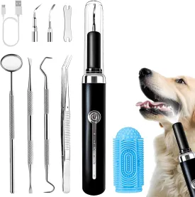 Plaque and Tartar Remover Kit for Dogs,Low Noise Waterproof Ultrasonic Tartar Remover for Pets,with LED Light and 5 Modes for Dogs and Cats(Matte Black)