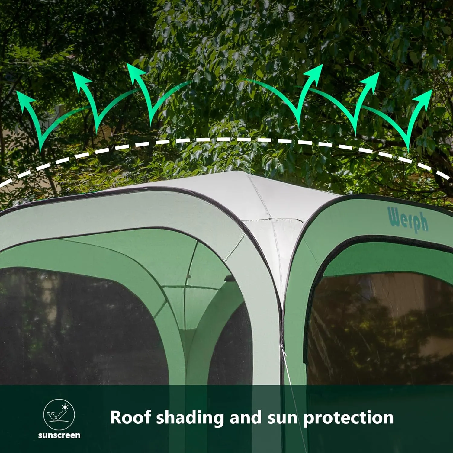 Pop Up TentPortable Canopy Tent with Mesh Mosquito Net, Screen House Room Canopy Shade Screen Tent 6 x 6 FT with Carry Bag for Patio, Backyard, Sports & Outdoors Activities, Green