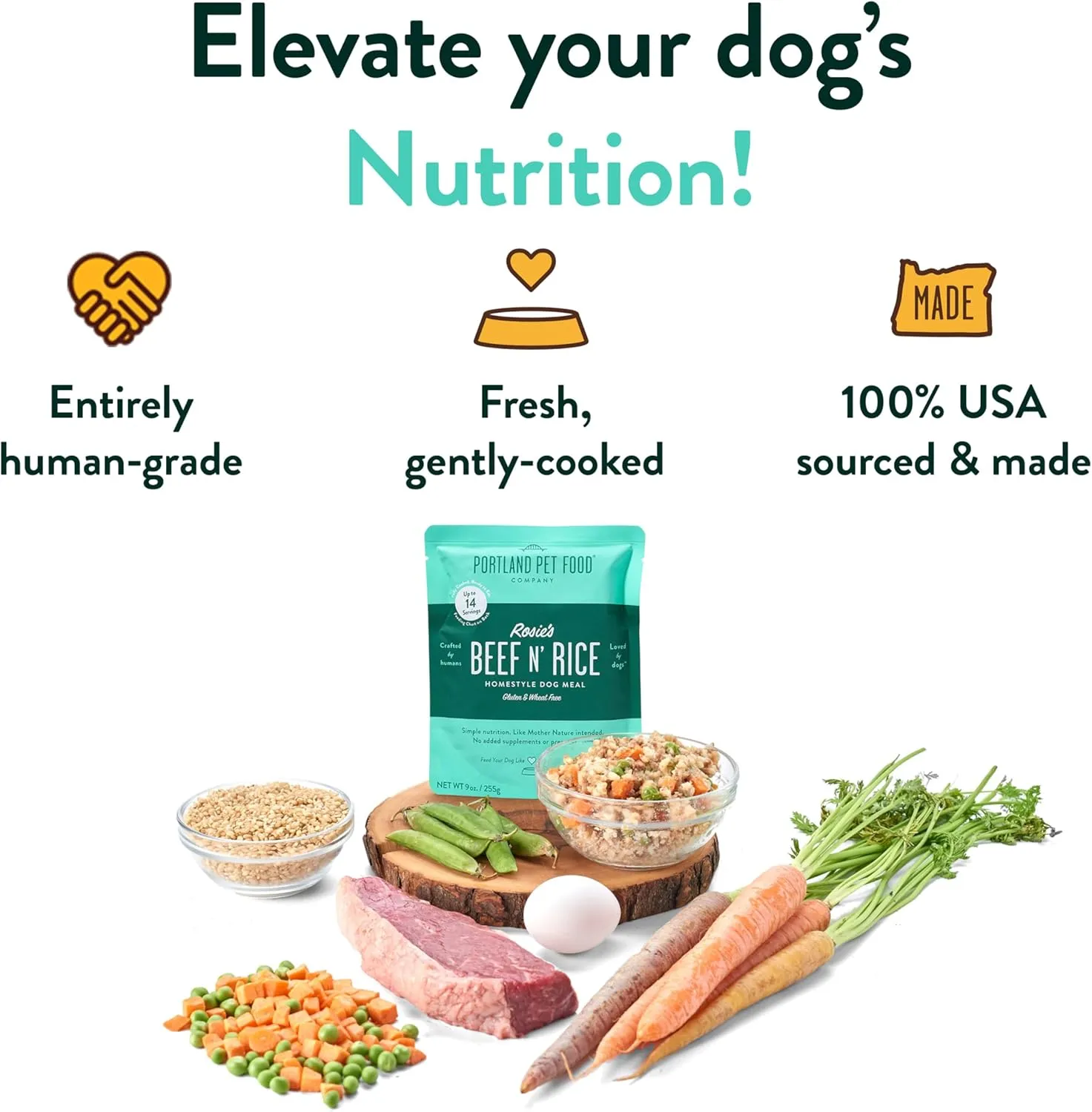 Portland Pet Food Company Mixed Fresh Dog Food Pouches Variety Pack - Human-Grade, Gluten-Free Wet Pet Meal Topper Mix-Ins & Meals - Small & Large Breed Puppy & Senior Dogs - Made in the USA - 5 Pack
