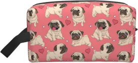 Pug Dog Print Toiletries Makeup and Daily Essentials Large Capacity Zippered Storage Travel Bag