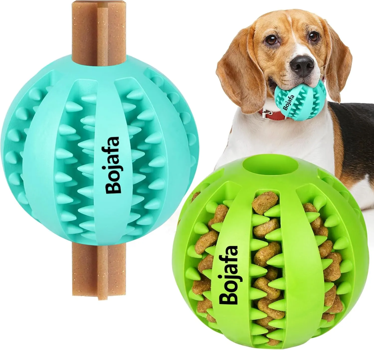 Puppy Chew Toys for Teething: Durable Rubber Dog Balls for Boredom - Treat-Dispensing Toys for Small & Medium Breed Home Play (2pack)