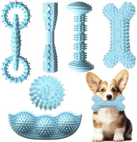Puppy Toys - 6 Pack Chew Toys for Puppies & Small Dogs, Soft Durable Interactive Teething Toys Set (Blue)