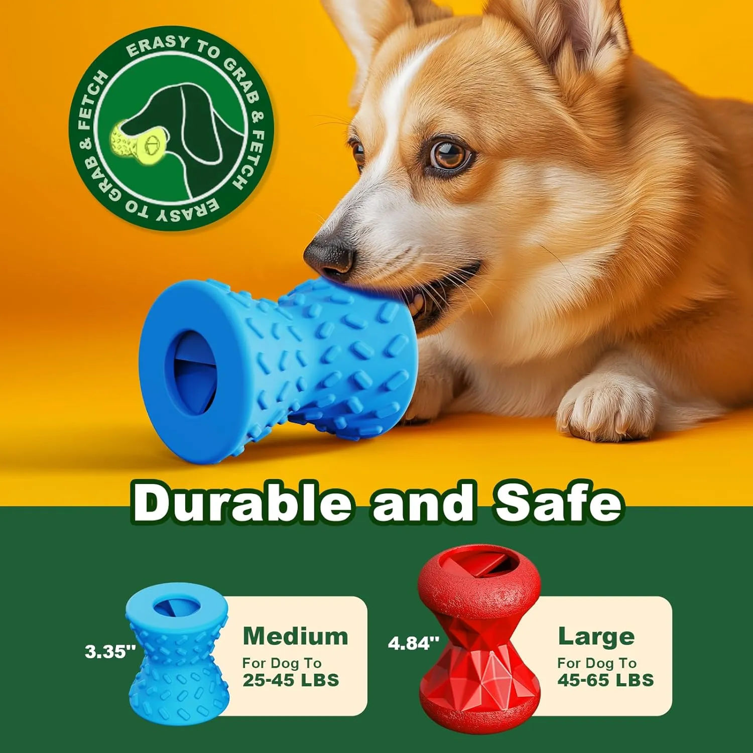 Puppy Toys, Chew Toys for Small Dogs, Dog Treat Toy for Traning, Interactive Toy, Dog Treat Dispenser Toy, Natural Rubber Dumbbell Shaped(Blue)