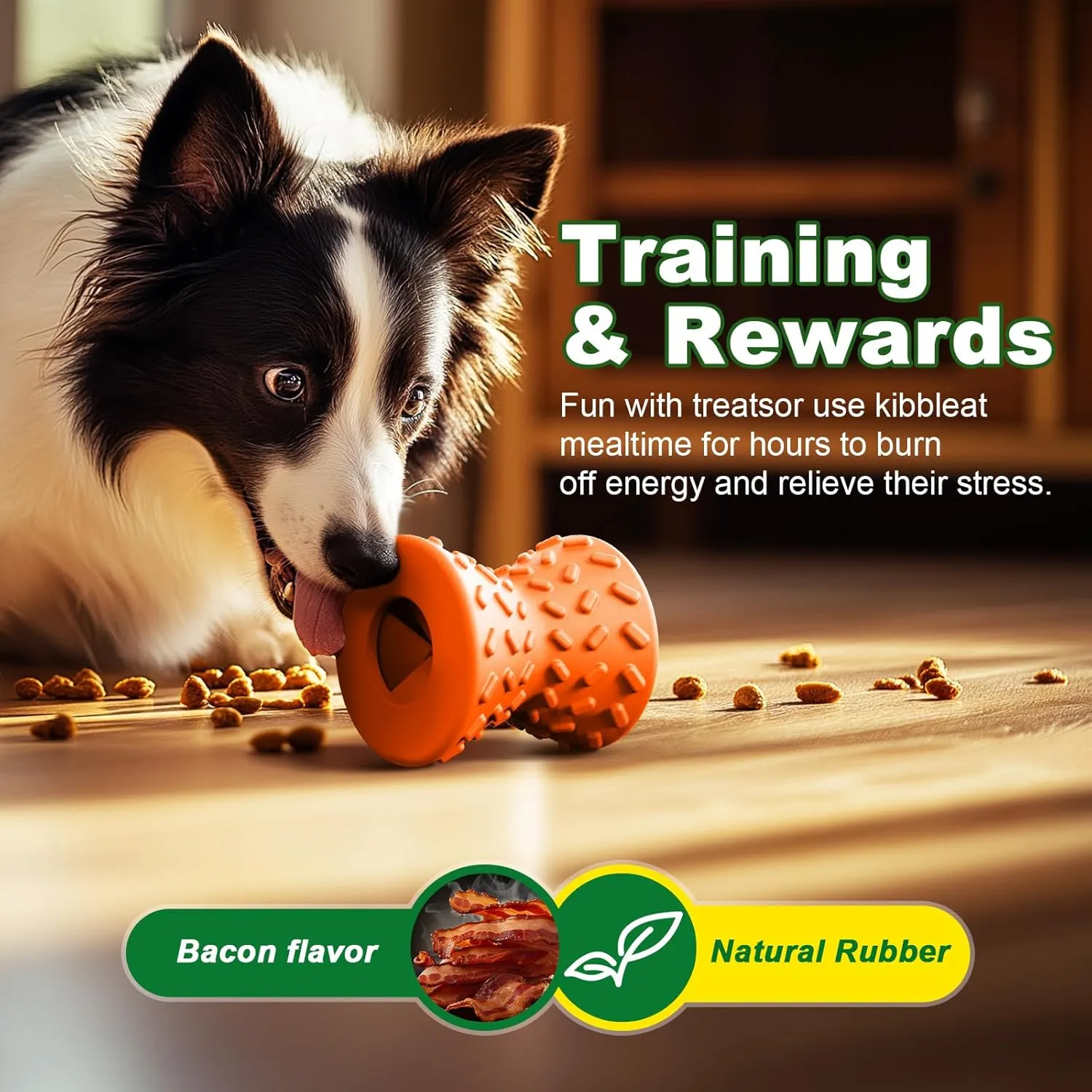 Puppy Toys, Dog Toys for Small Dogs, Dog Treat Toy for Traning, Interactive Dog Toy, Dog Treat Dispenser Toy,Natural Rubber Dumbbell Shaped(Orange)