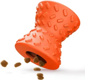 Puppy Toys, Dog Toys for Small Dogs, Dog Treat Toy for Traning, Interactive Dog Toy, Dog Treat Dispenser Toy,Natural Rubber Dumbbell Shaped(Orange)