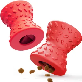Puppy Toys, Dog Treat Toy for Traning, Interactive Toy, Treat Dispenser Toy,Natural Rubber Dumbbell Shaped, 2pcs(Red Red)