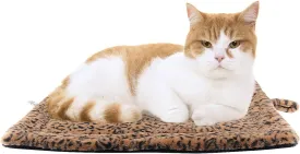 Self-Warming Cat Pad, Self-Heating Thermal Pet Mat for Indoor Outdoor Cats and Small Dogs Bed Mat for Sleeping, Non-Slip Hooks, 22 x 18 Inches,Brown Black
