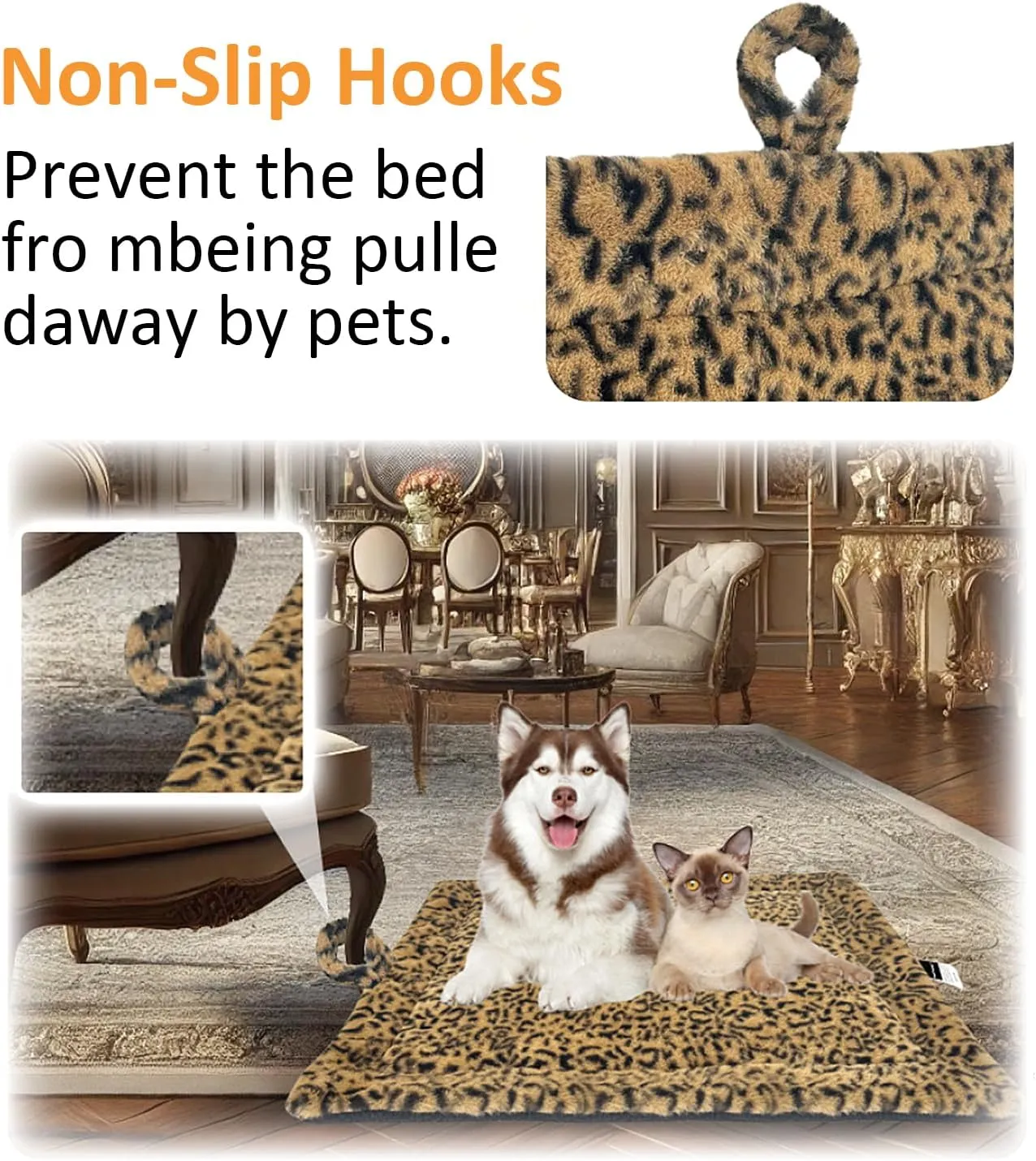 Self-Warming Cat Pad, Self-Heating Thermal Pet Mat for Indoor Outdoor Cats and Small Dogs Bed Mat for Sleeping, Non-Slip Hooks, 22 x 18 Inches,Brown Black
