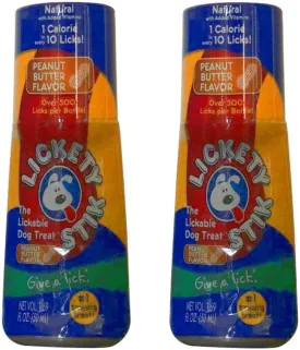Set of Two Lickety Stik Low-Calorie Liquid Dog Treats - Peanut Butter